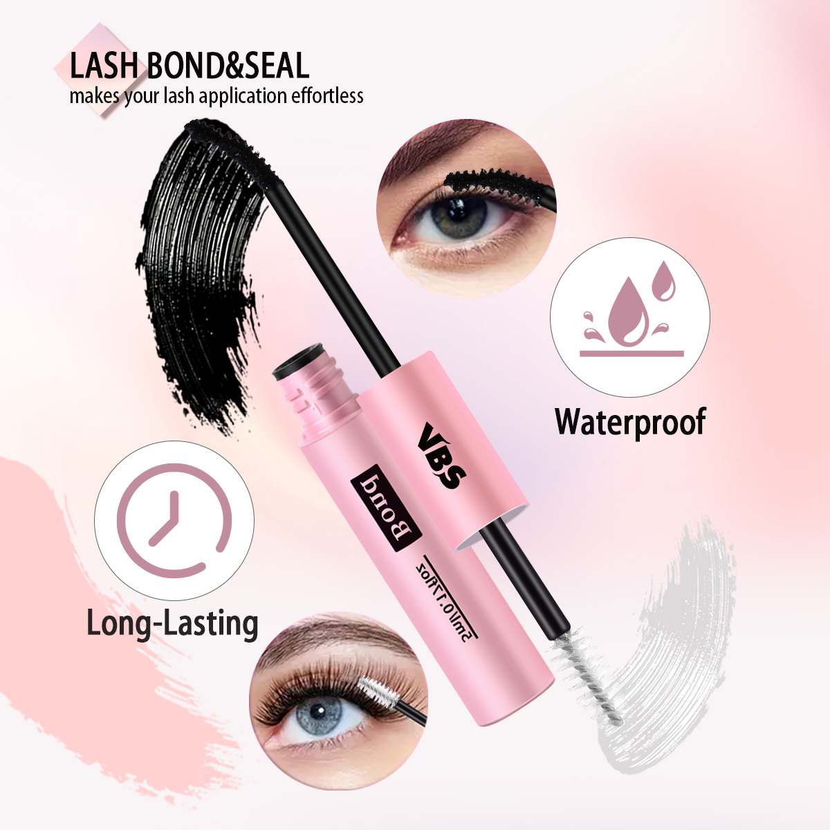 Double headed adhesive for false eyelash + tweezer