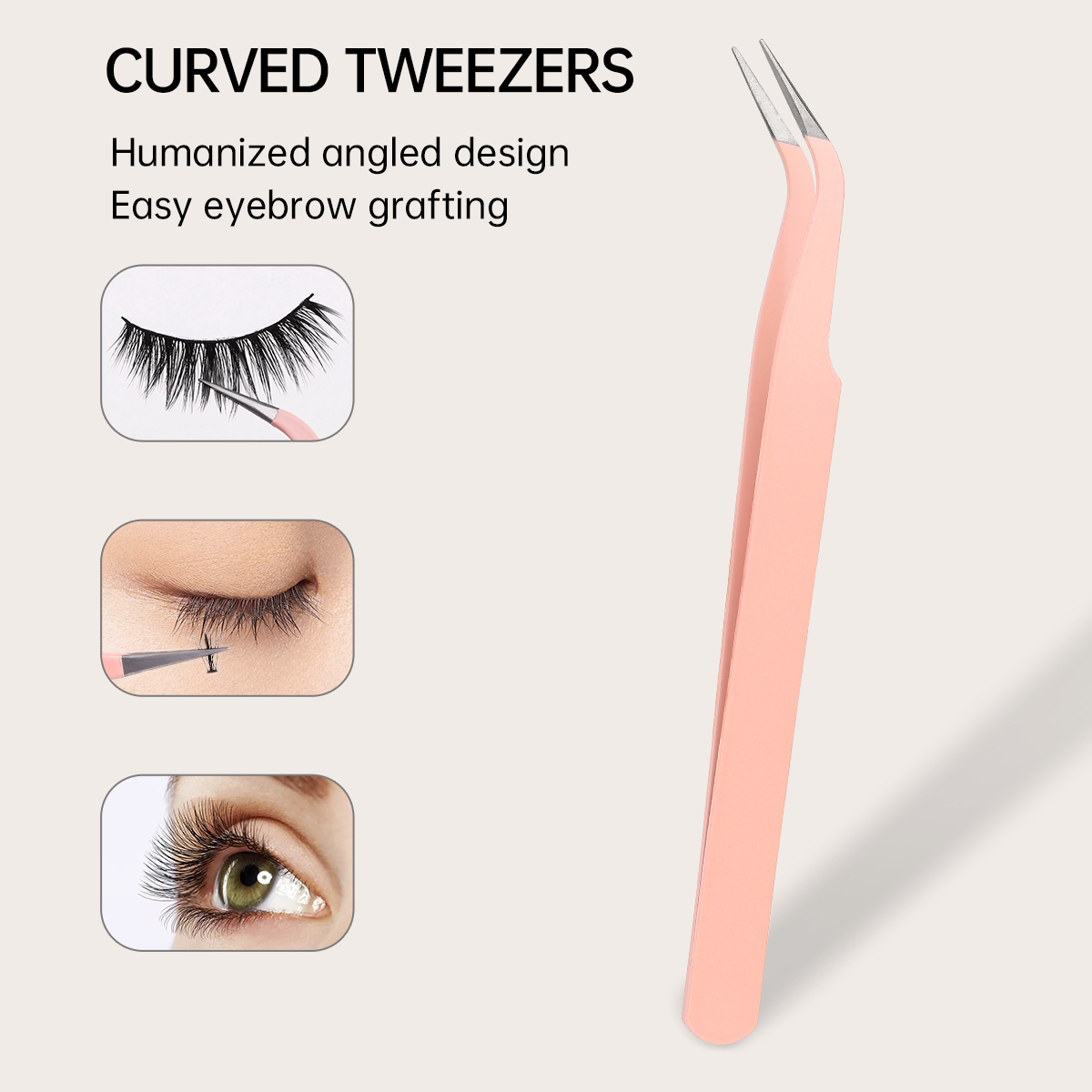 Three tweezer tools with box - pink
