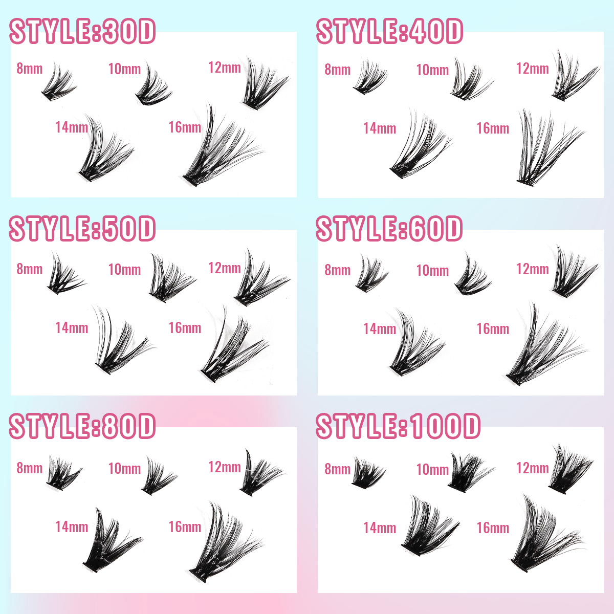 BT/VS-943(30D/40D/50D/60D/80D/100D) DIY Eyelash Extension Kit