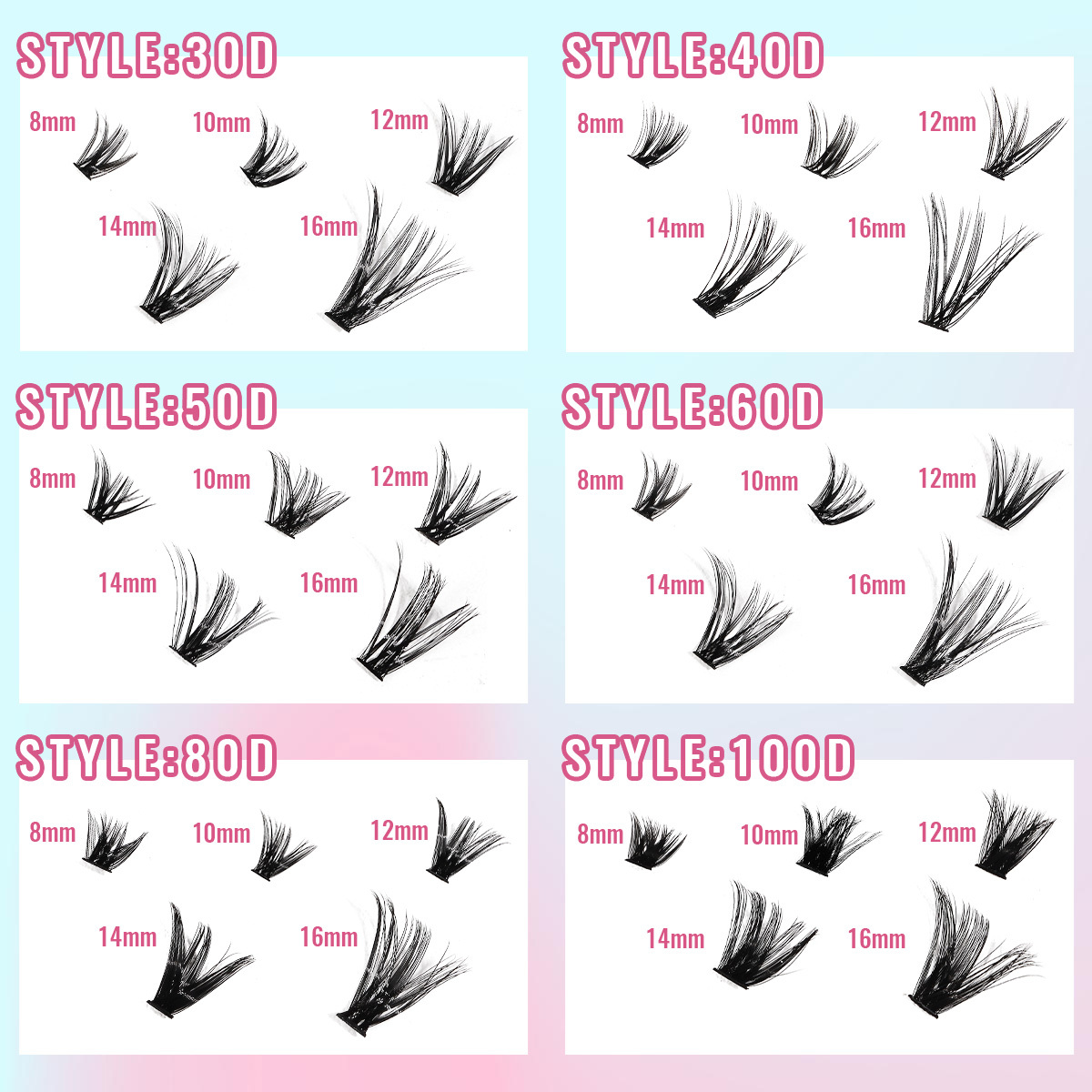 BT/VS-943(30D/40D/50D/60D/80D/100D) DIY Eyelash Extension Kit