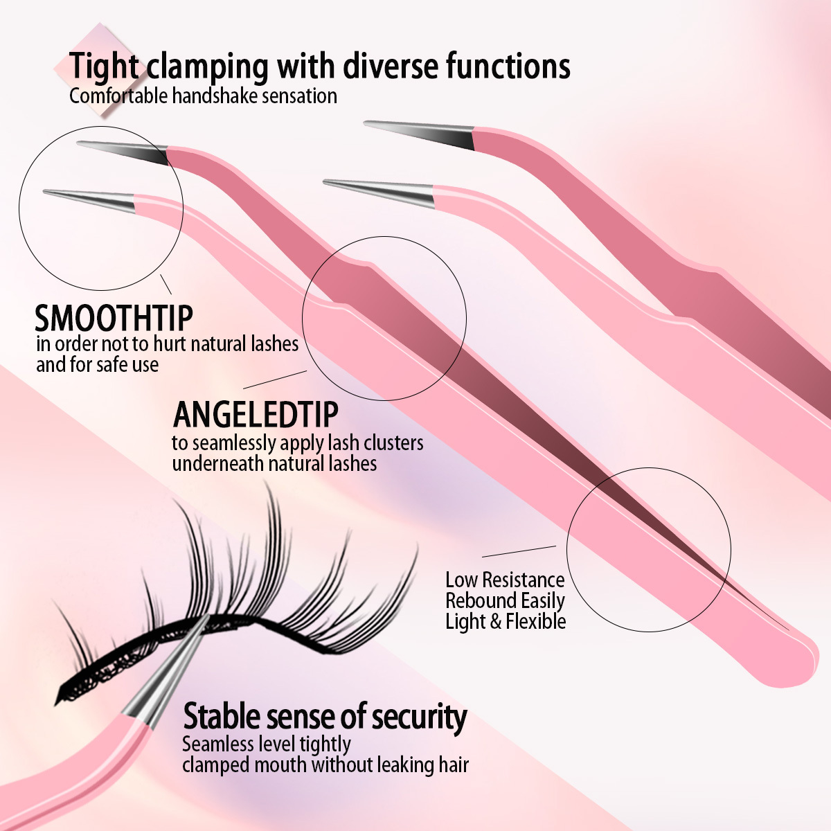Double headed adhesive for false eyelash + tweezer