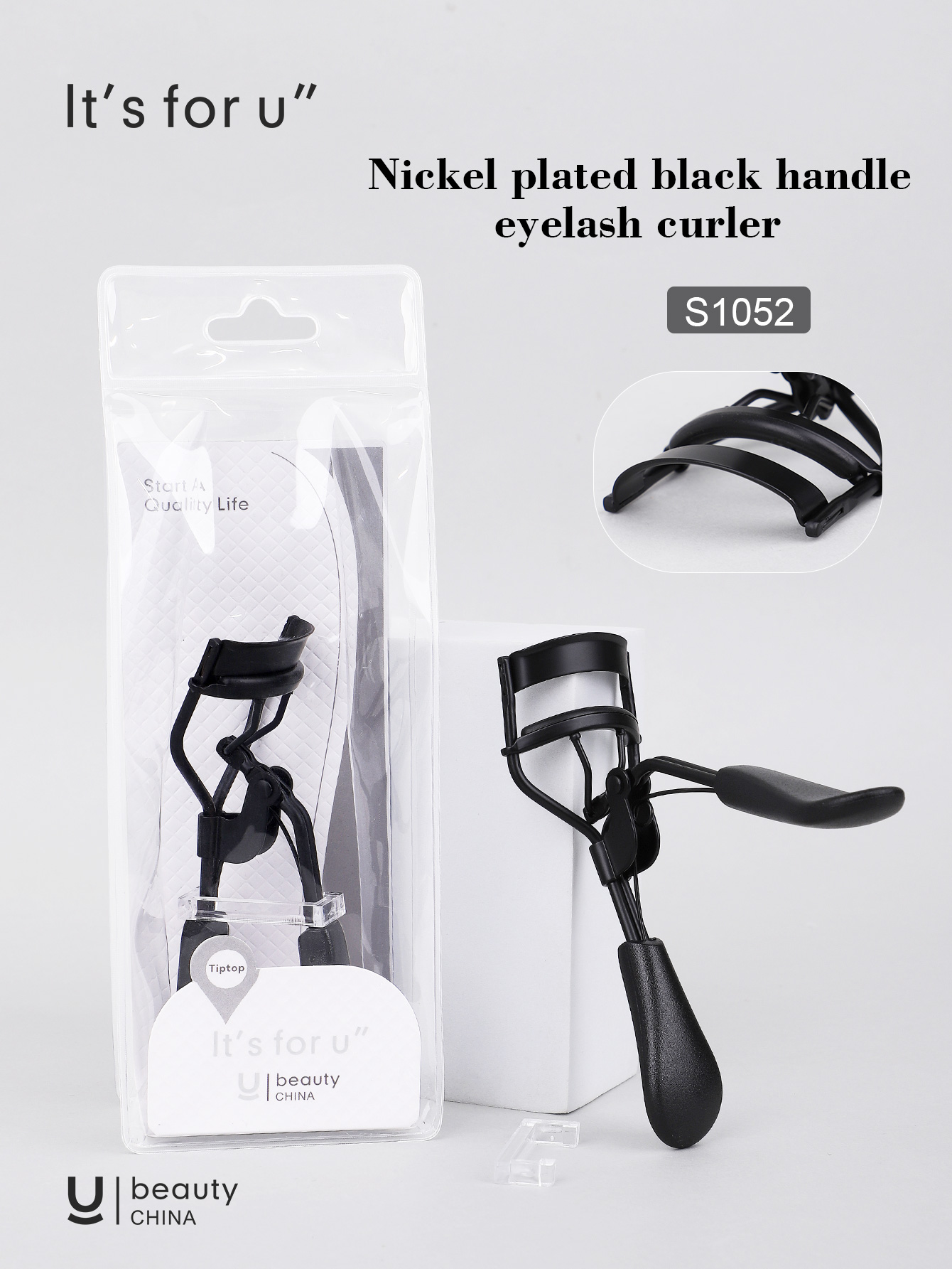 It's for you -Nickel plated black handleeyelash curler(s1052)