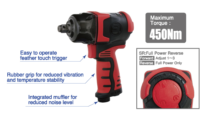Shinano SI-1610SR1/2"Sq. Drv. Air Impact Wrench with Muffler(911P-25): Unleash Unmatched Power and Precision