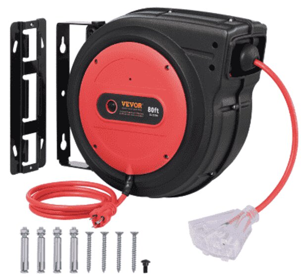VEVOR Retractable Extension Cord Reel 80FT 