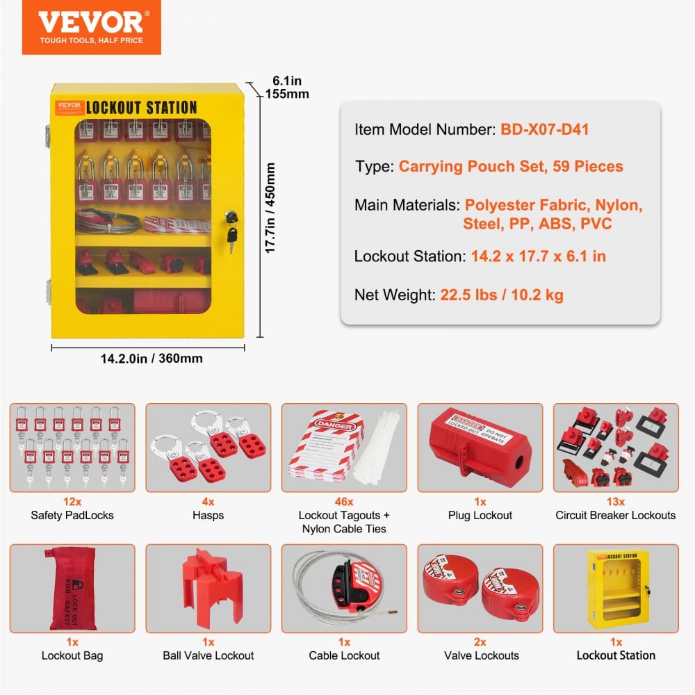  VEVOR Electrical Lockout Tagout Kit 60 PCS