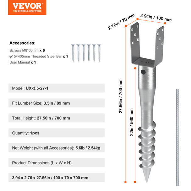 VEVOR No Dig Ground Anchor 35"