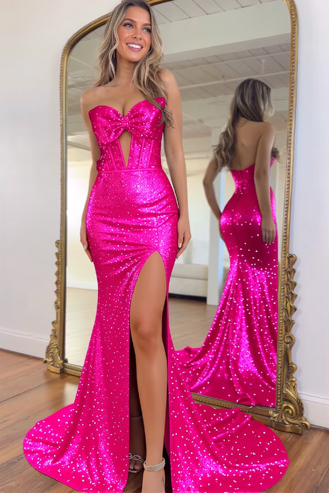 2026 Mermaid Prom Dress Glitter Satin Sweetheart With Beading