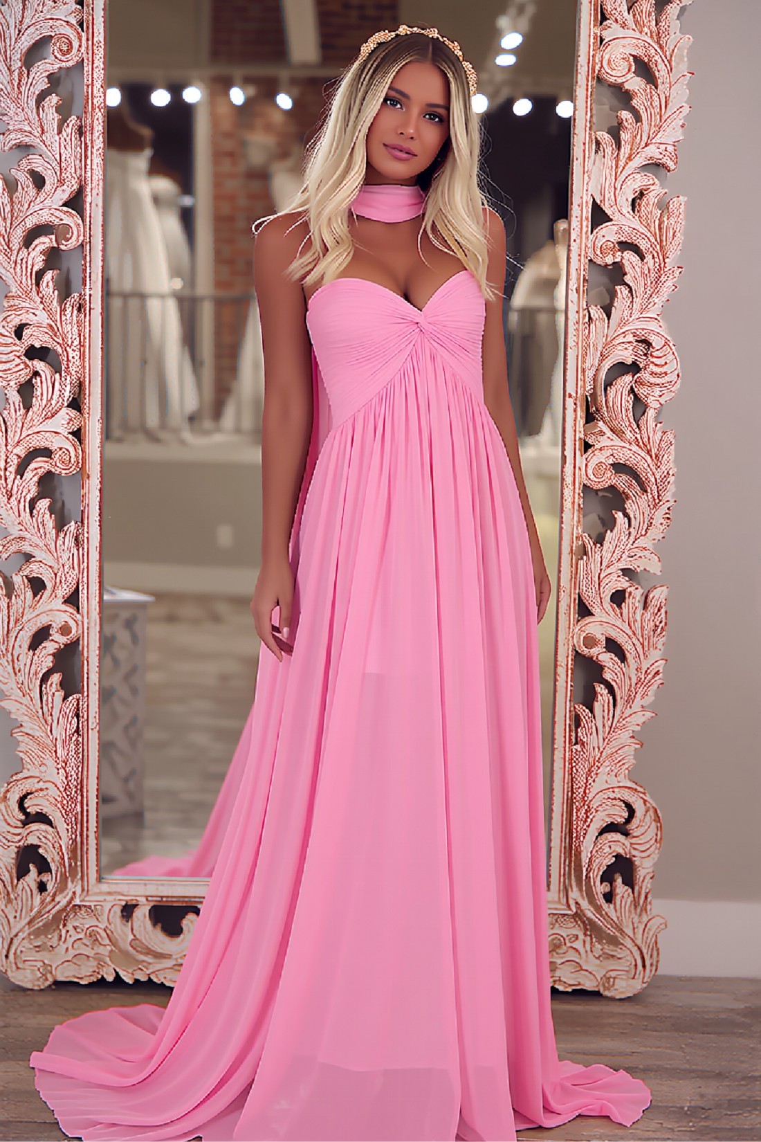Pink Sweetheart Strapless Mermaid Long Prom Dress With Cloak