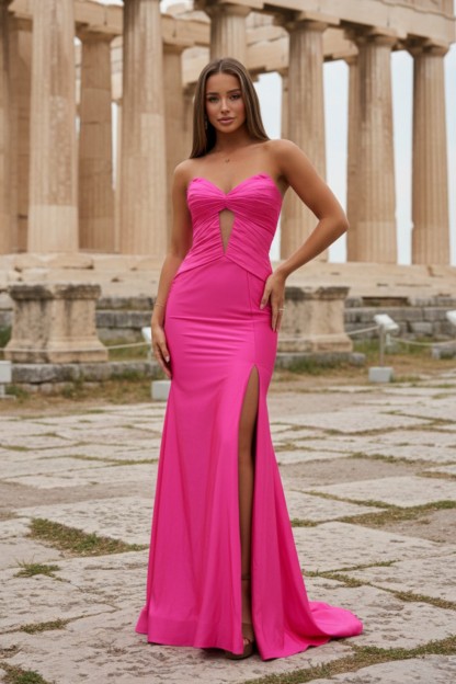 Mermaid Sexy Hot Pink Sweetheart Keyhole Long Prom Dress