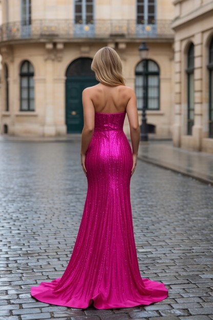 Sweetheart Mermaid Glitter Long Prom Dress With Slit