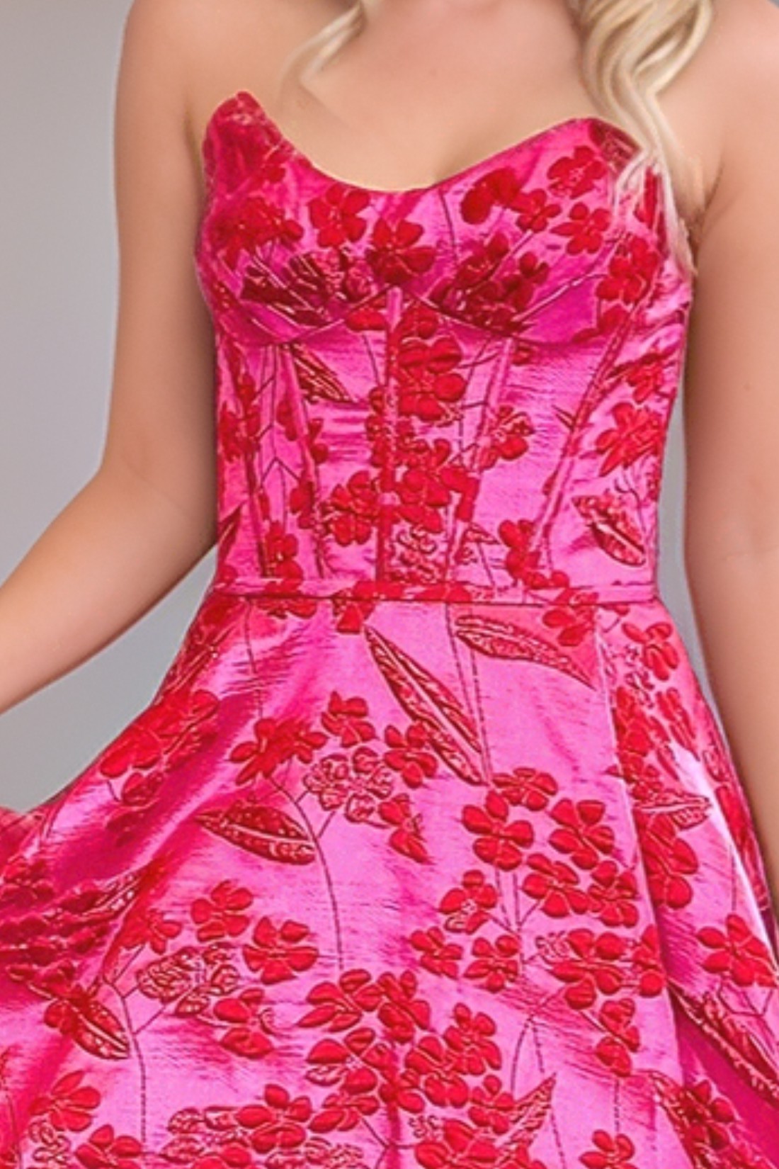 A line Strapless Sweetheart Prom Dress With 3D Floral