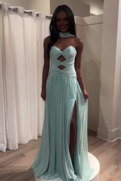 Hot Pink Sweetheart Long Prom Dress With Slit