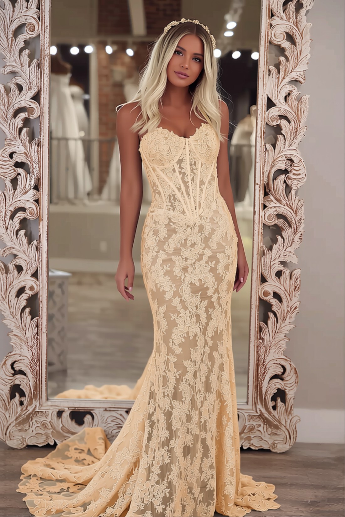 Mermaid Light Blue Appliques Long Prom Dress