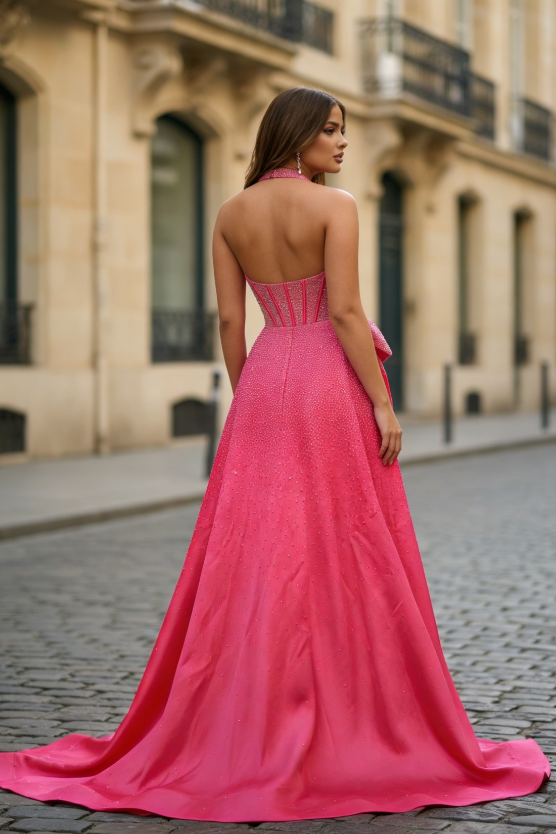 Sexy V Neck Split Long Prom Dress With Beads