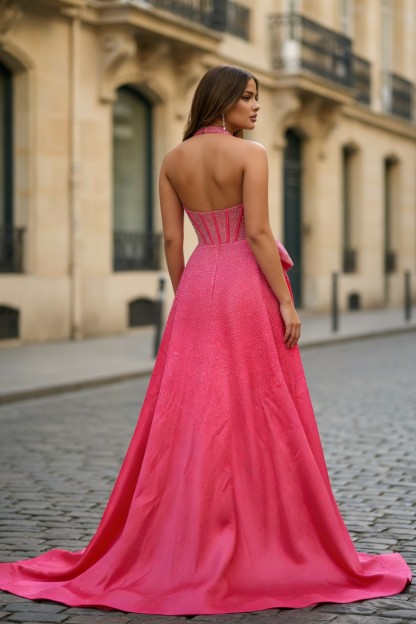 Sexy V Neck Split Long Prom Dress With Beads