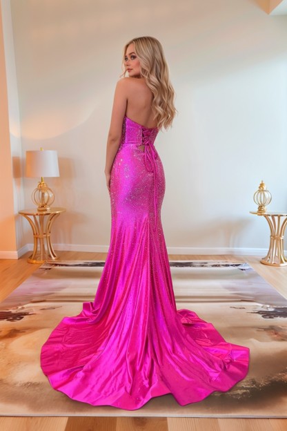 Mermaid Keyholes Satin Sweetheart Long Prom Dress With Beading