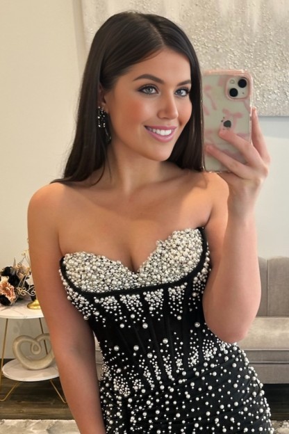 Mermaid Sexy Pink Sweetheart Sheer Bodice Prom Dress