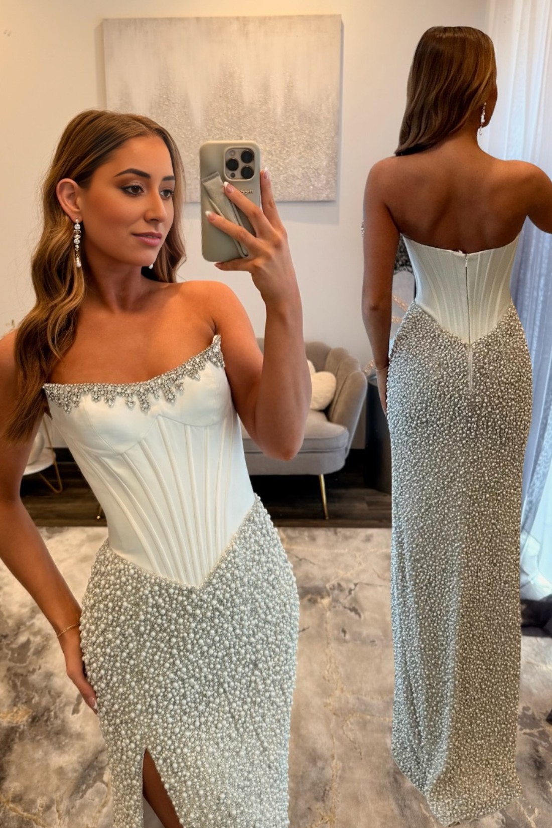 Elegant Mermaid Long Prom Dress With Pearls