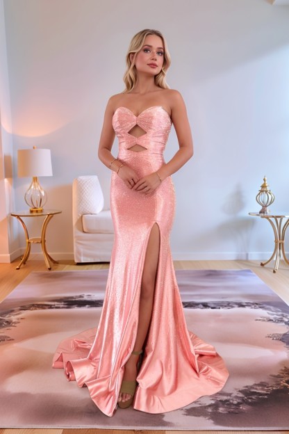 Mermaid Keyholes Satin Sweetheart Long Prom Dress With Beading