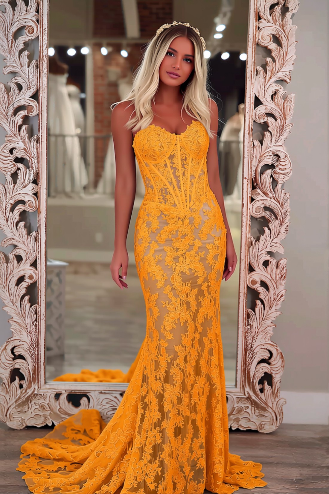 Mermaid Light Blue Appliques Long Prom Dress