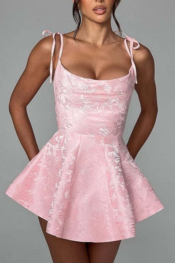 A-line Short Spaghetti Straps Satin Sleeveless Homecoming Dress - YESBABYONLINE