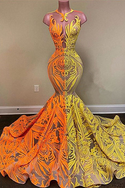 Long Sweetheart Sleeveless Floor-length Ruffles Mermaid Prom Dress With Appliques Lace - YESBABYONLINE