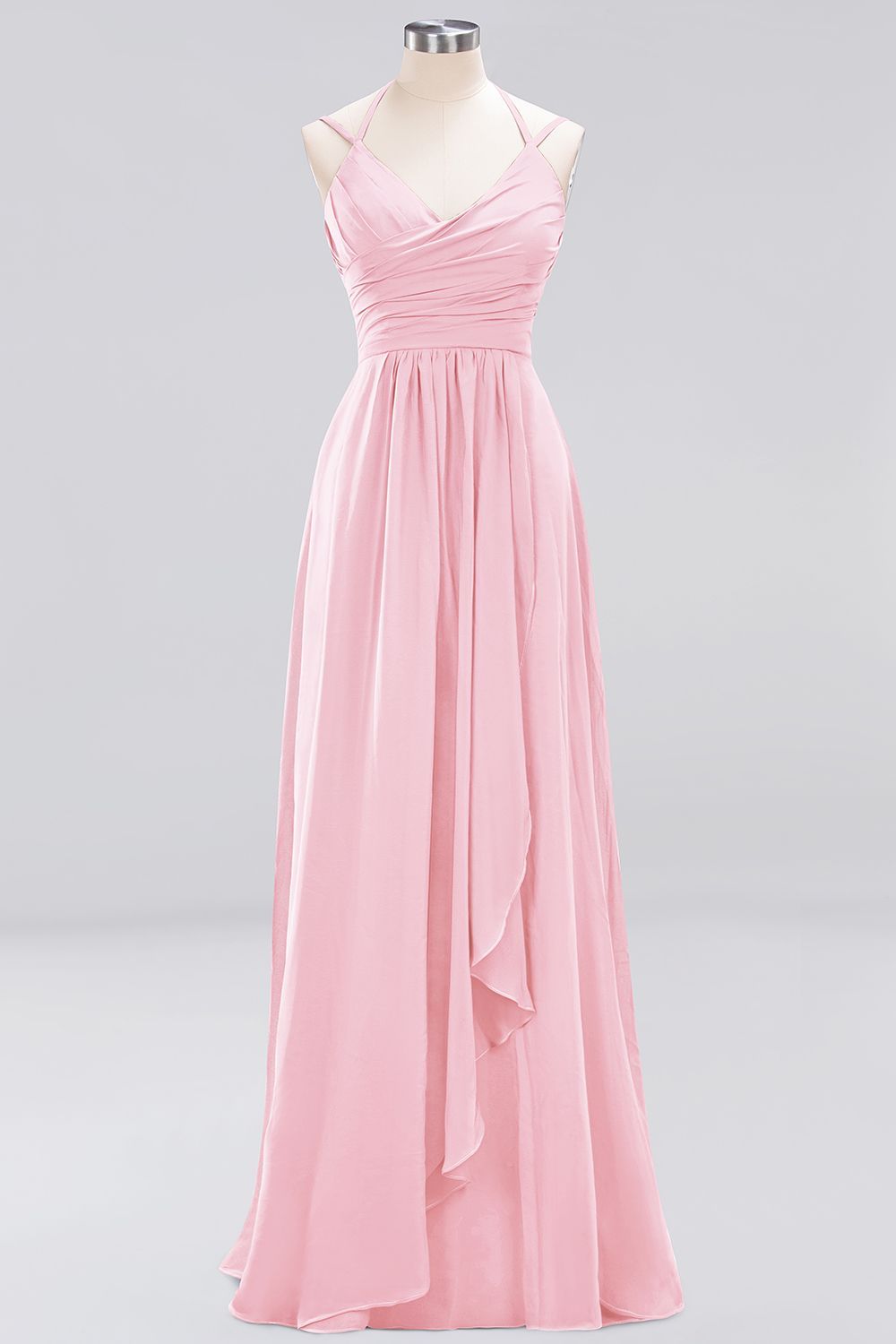 A-line Spaghetti Straps Sleeveless Ruffles Floor-Length Bridesmaid Dresses - YESBABYONLINE