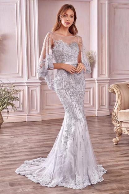 Luxury Long Mermaid Tulle Sleeveless Lace Prom Dresses with Sleeves - YESBABYONLINE