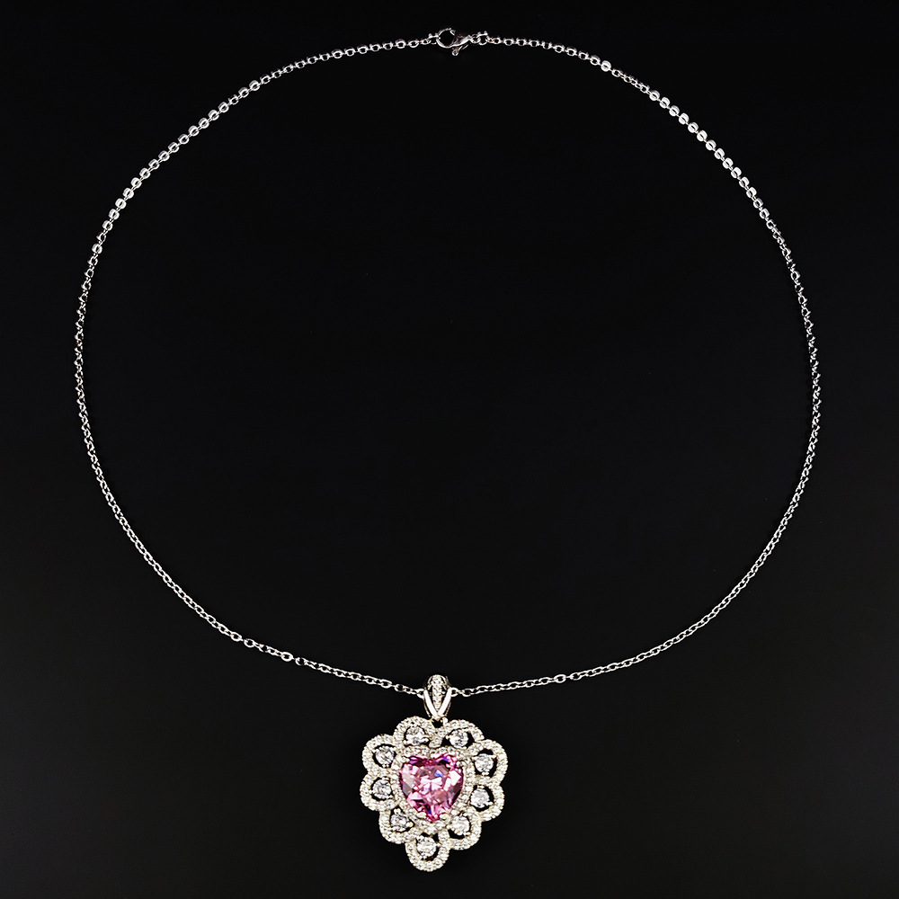Personalized & Stylish Necklace with Inlaid Pink Heart