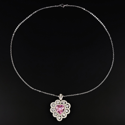 Personalized & Stylish Necklace with Inlaid Pink Heart