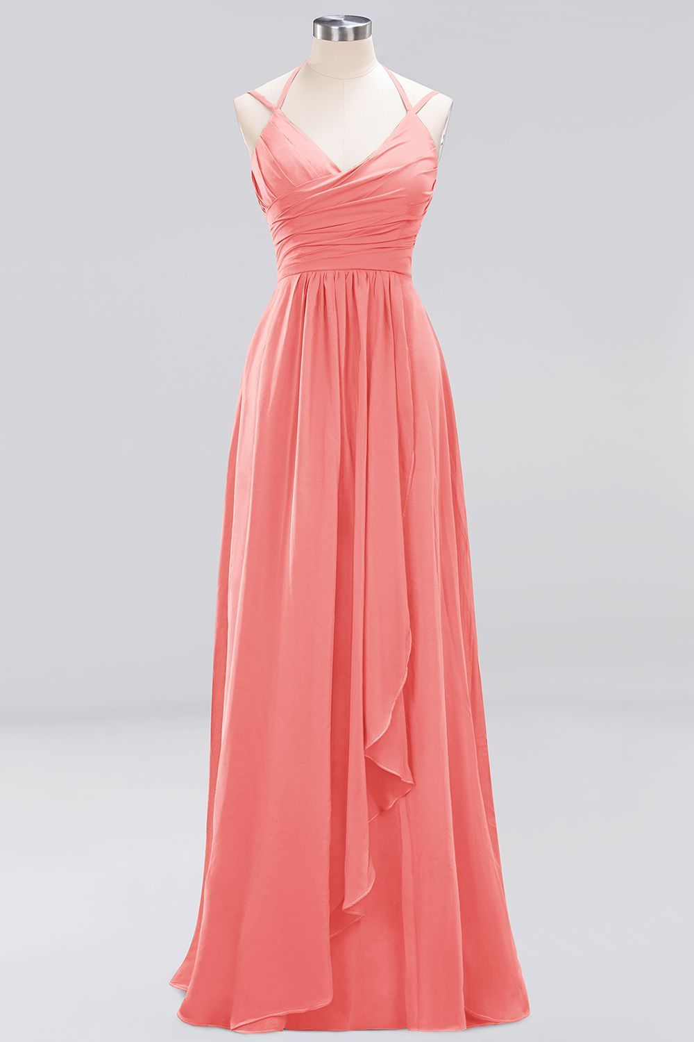 A-line Spaghetti Straps Sleeveless Ruffles Floor-Length Bridesmaid Dresses - YESBABYONLINE