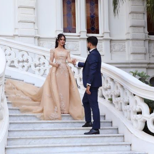 Gorgeous Long Sleeves Mermaid Applique Lace Wedding Dresses with Detachable Train - YESBABYONLINE