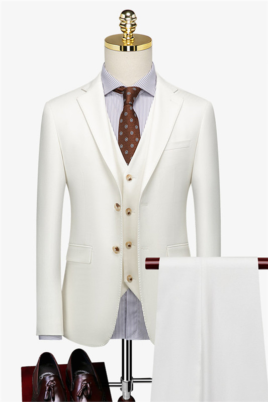 Modern White Three Pieces Fashion Slim Fit Men Suits