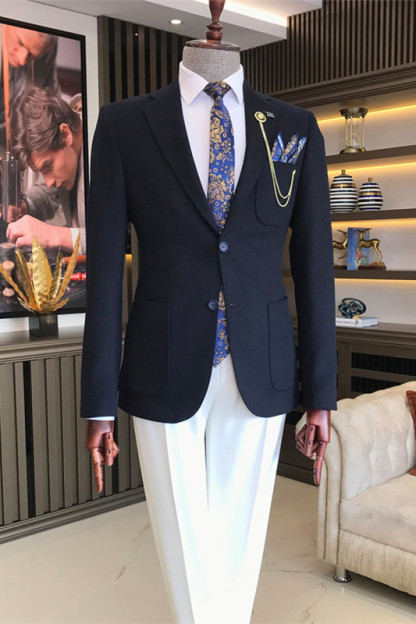 Chic Black Single Breasted Notched Lapel Business Men Suits