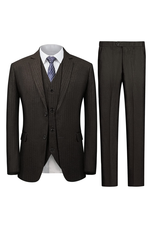 Formal Coffee Three Pieces Notched Lapel Business Suits For Men