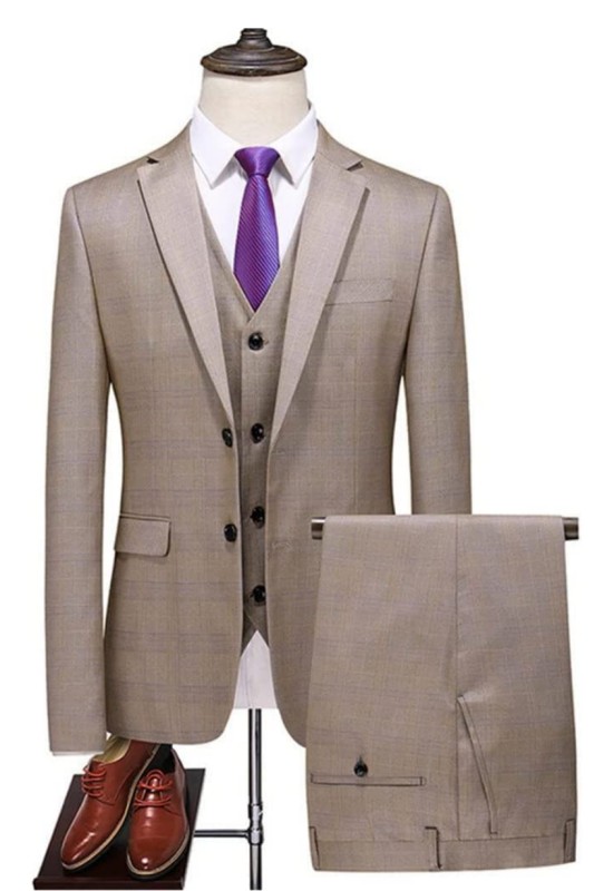 Dusty Pink Three Pieces Notched Lapel Men Suits for Business