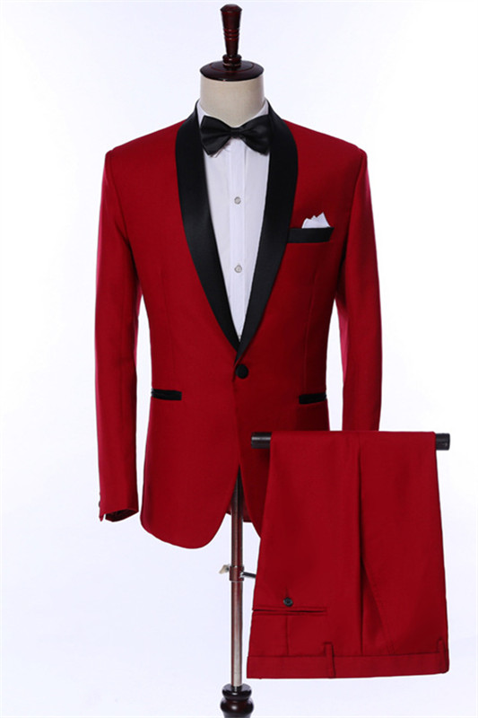 Fashion Red Shawl Lapel Twp Pieces Wedding Suits For Men
