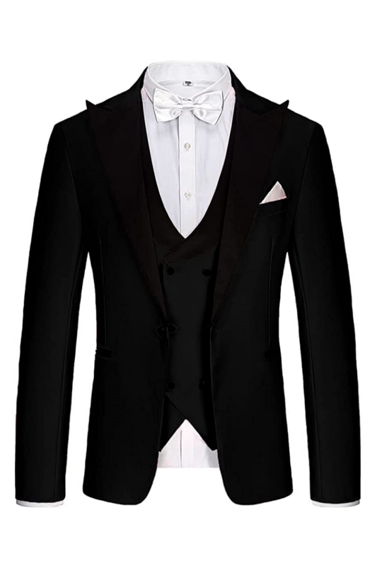 Formal Black Peaked Lapel Men Suits For Business