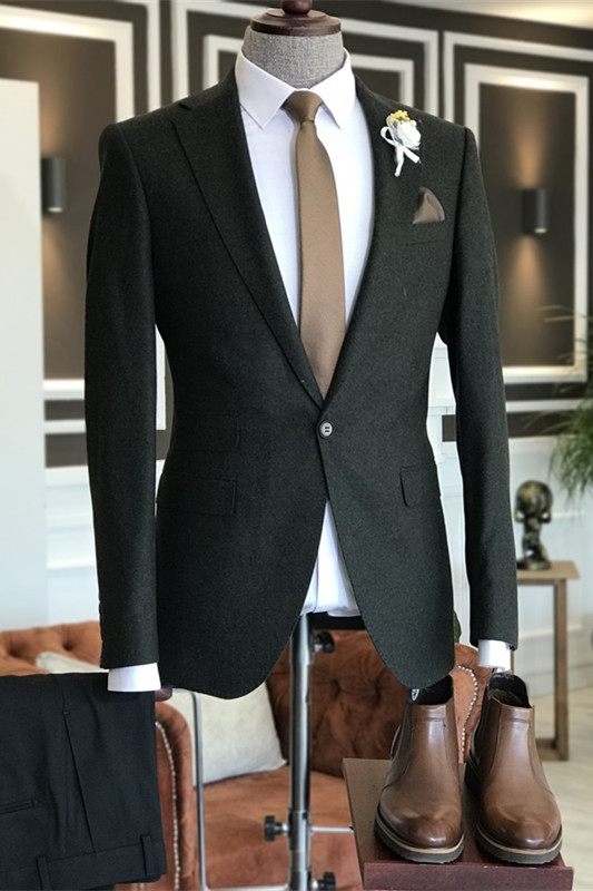 Modern Dark Green Notched Lapel Men Suits For Prom