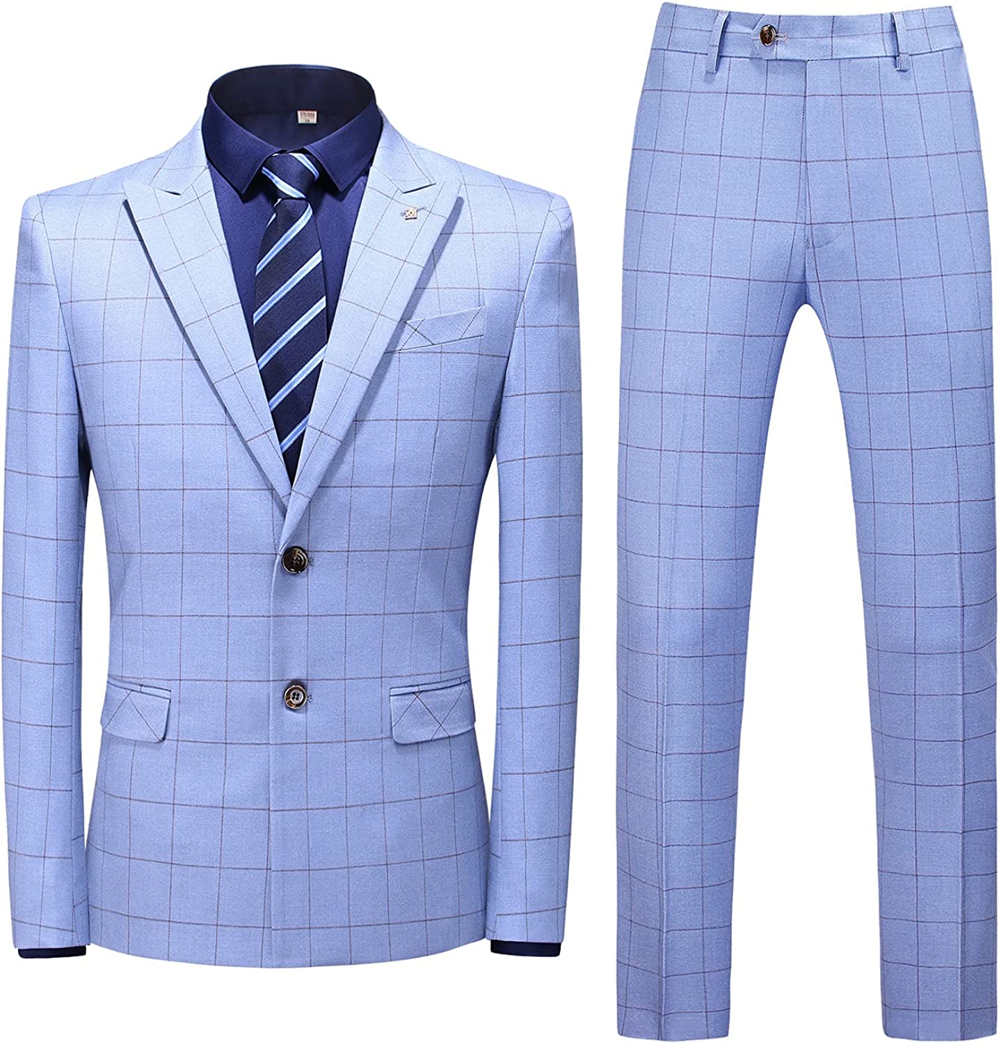 Sky Blue Peaked Lapel Two Pieces Fancy Business Suits