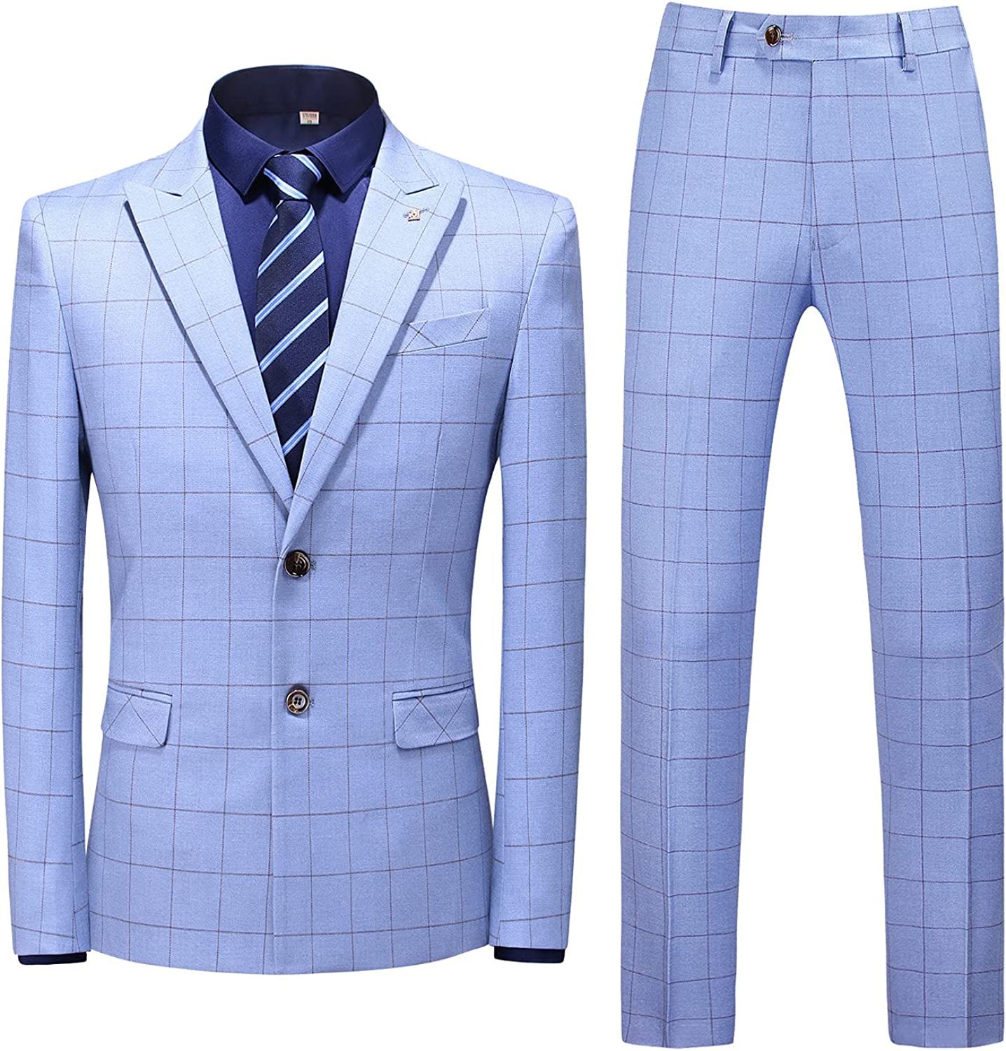 Sky Blue Peaked Lapel Two Pieces Fancy Business Suits