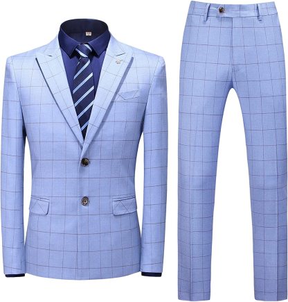 Sky Blue Peaked Lapel Two Pieces Fancy Business Suits
