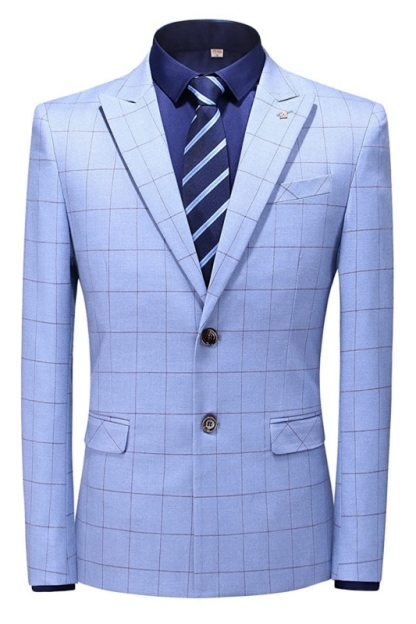 Sky Blue Peaked Lapel Two Pieces Fancy Business Suits