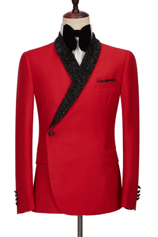 Fancy Red Shawl Lapel Two Pieces Men Suits For Wedding