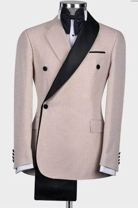 Dusty Pink Shawl Lapel Two Pieces Close Fitting Wedding Suits