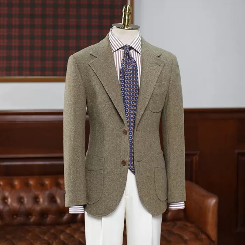 Gentle Khaki Notched Lapel Prom Suits For Men