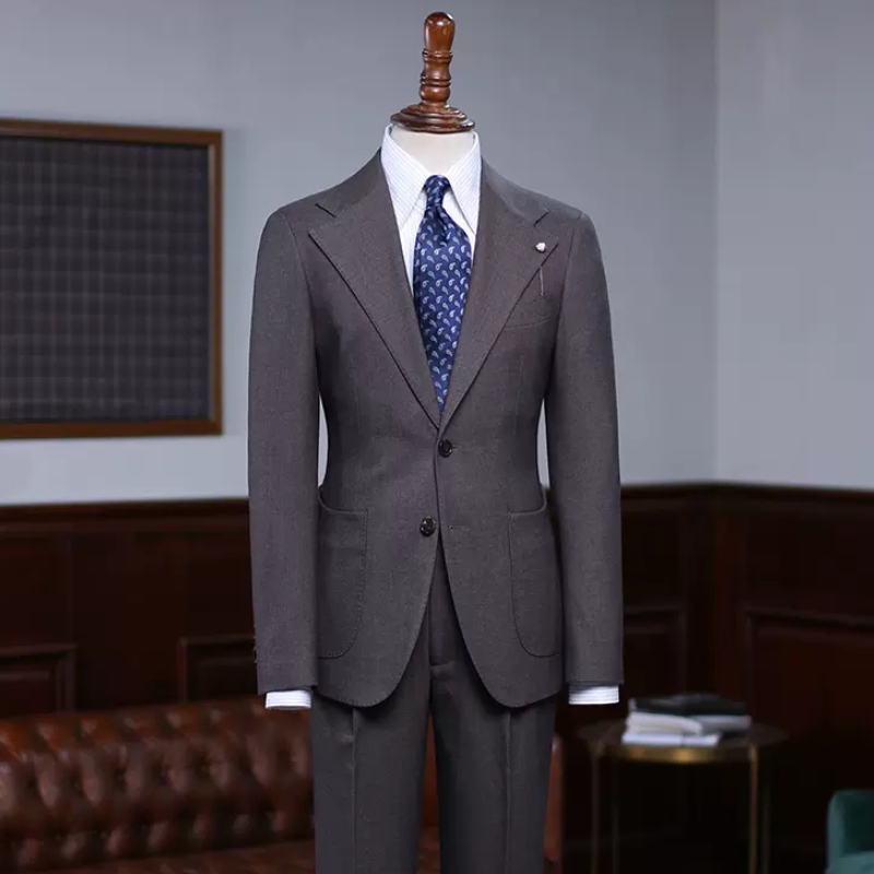 Decent Dark Gray Notched Lapel Business Suits