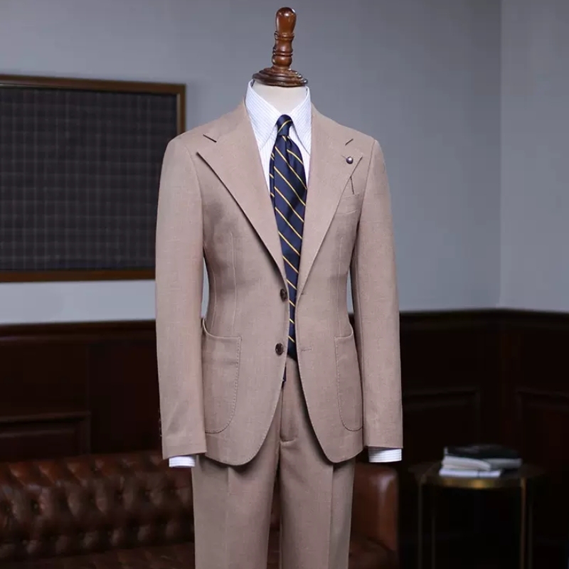 Elegant Khaki Notched Lapel Prom Suits For Men