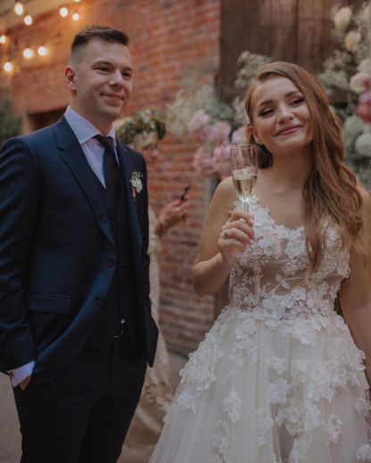Long A-Line V-neck Spaghetti Straps Floor-length Wedding Dress With Appliques - YESBABYONLINE