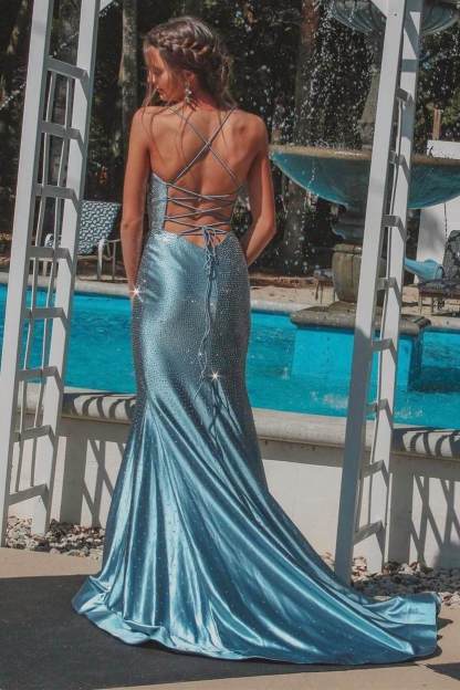 Stunning Mermaid Silver Long Prom Dress